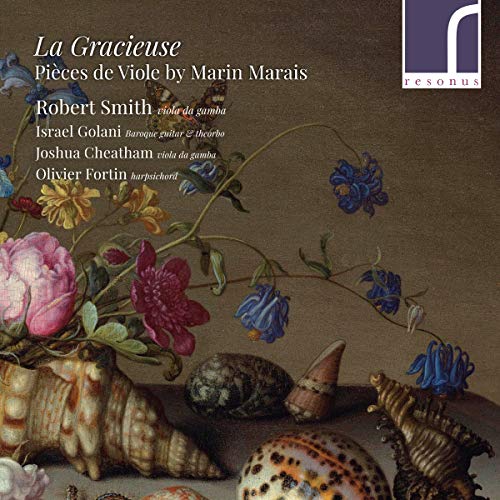 CD cover: floral still life with musicians’ names and “Marin Marais.”