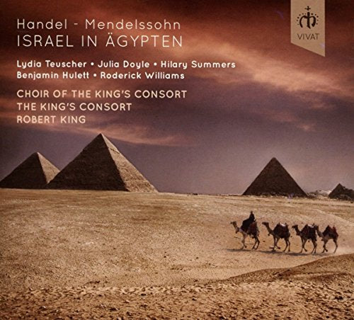 CD cover for Handel & Mendelssohn’s “Israel in Ägypten” with pyramid imagery.
