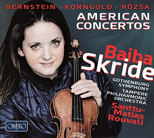CD cover featuring violinist Baiba Skride, with text "American Concertos.