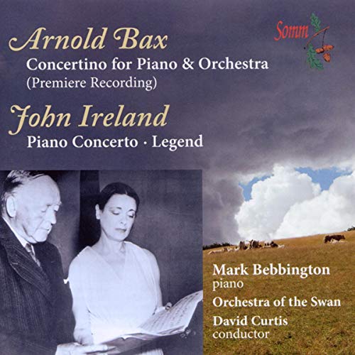 CD cover featuring composers Bax and Ireland, pianist Bebbington, and landscape.