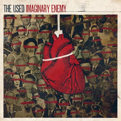 Album cover for The Used’s “Imaginary Enemy” featuring a red heart and obscured faces.