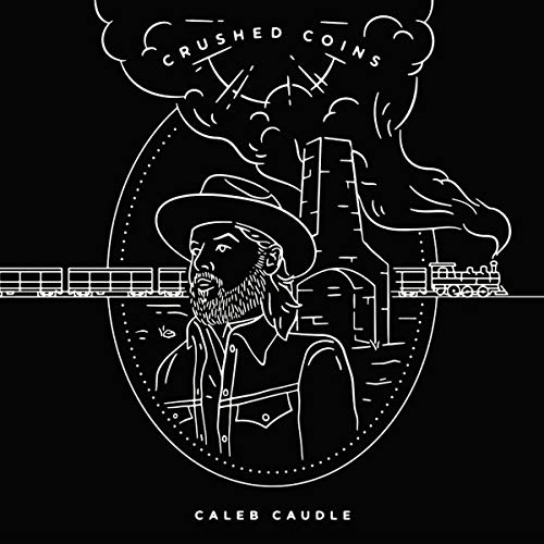 Black and white album cover featuring a man with a hat and train.