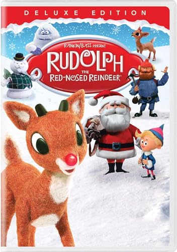 DVD cover for “Rudolph The Red-Nosed Reindeer” featuring character illustrations.