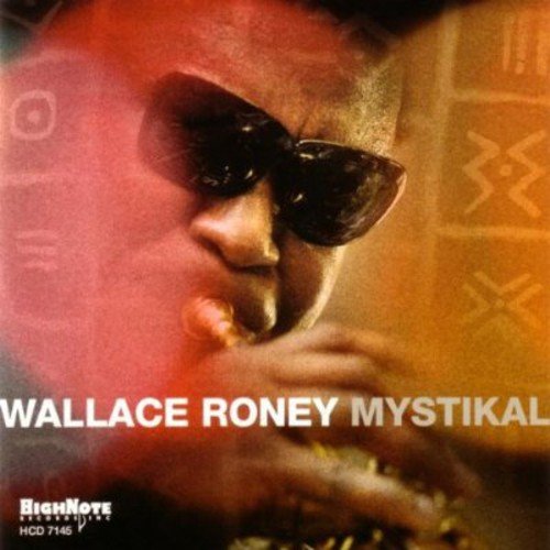 Close-up of Wallace Roney with sunglasses, playing a trumpet, CD cover.