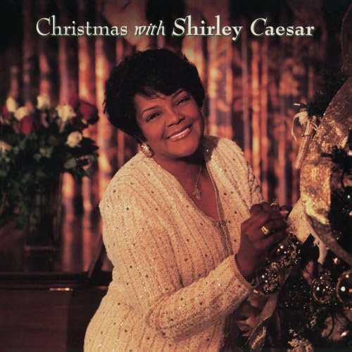 Shirley Caesar album cover with a smiling portrait and Christmas decor.