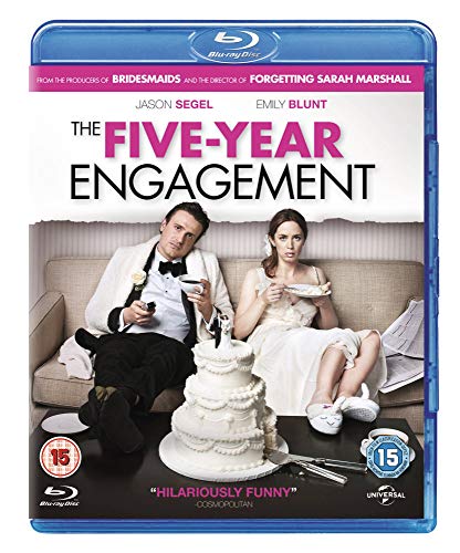 Blu-ray cover for "The Five-Year Engagement" featuring Jason Segel and Emily Blunt.