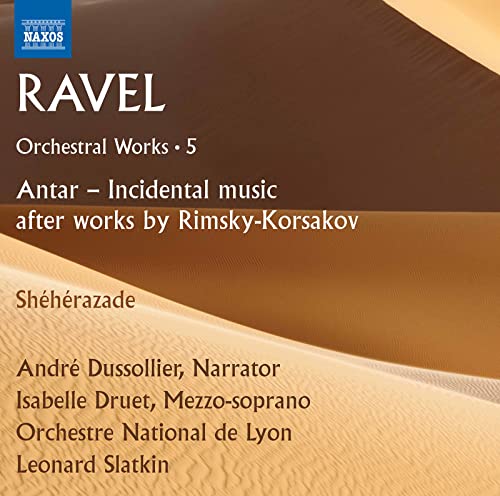 CD cover for Ravel’s “Antar, Shéhérazade” featuring desert-like imagery.