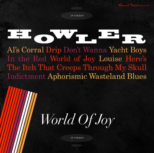 Black vinyl record cover with bold white and red text, orange stripes.