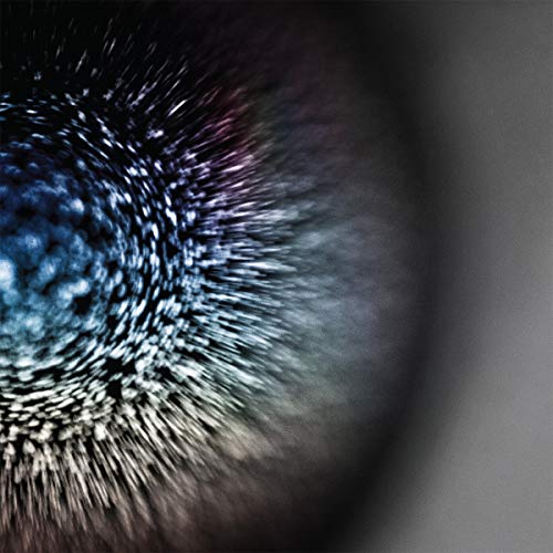 Abstract album cover with swirling blue and white textures.