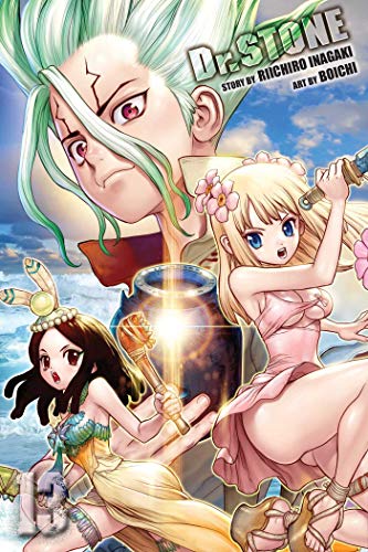 Dr. Stone Vol. 13 manga cover featuring Senku and other characters.
