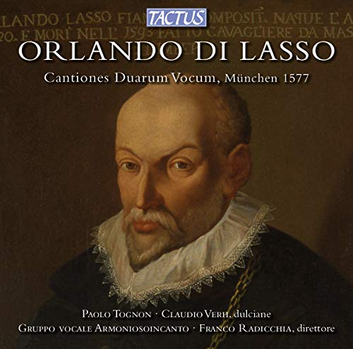 CD cover featuring a Renaissance portrait of composer Orlando di Lasso.