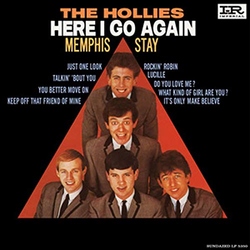 Album cover for The Holliesā āHere I Go Againā featuring five men in suits.