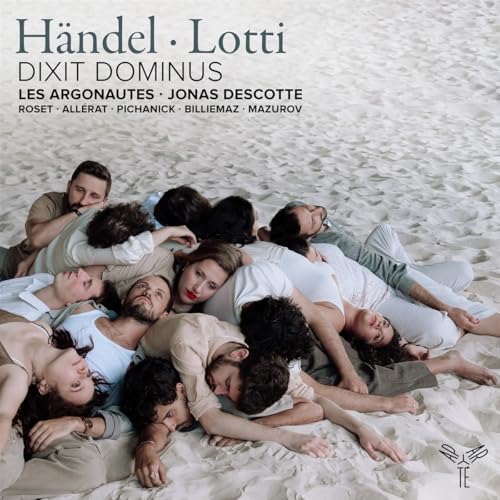 CD cover with group of people reclining on a sandy surface.