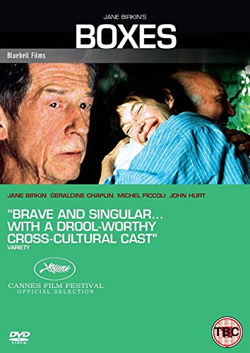 DVD cover for "Boxes" featuring three older people embracing.