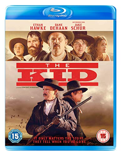 Blu-ray cover for “The Kid” featuring Ethan Hawke and cast in a Western setting.