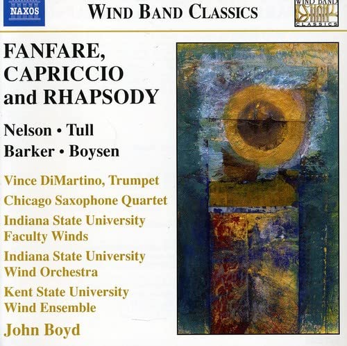 CD cover for “Fanfare, Capriccio and Rhapsody” with abstract art.