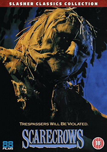 DVD cover for horror film *Scarecrows*, featuring a menacing scarecrow face.