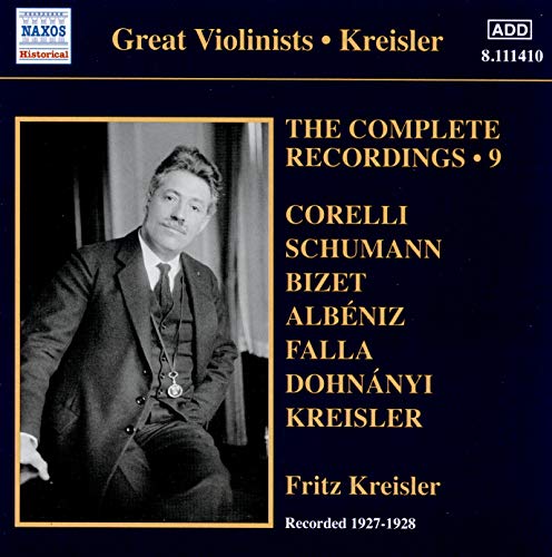 CD cover featuring a portrait of violinist Fritz Kreisler, recorded 1927-1928.