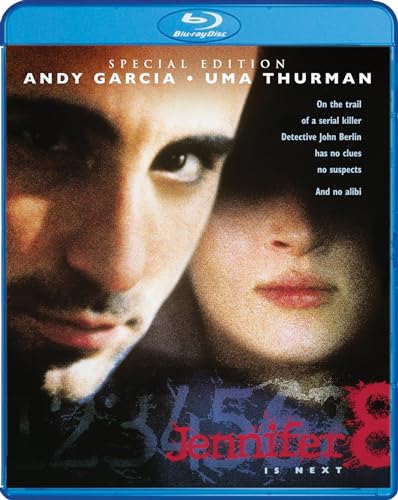 āJennifer 8ā Blu-ray cover featuring Andy Garcia and Uma Thurman in close-up.