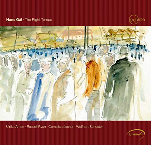 CD cover: watercolor painting of a crowd with musicians, red background.