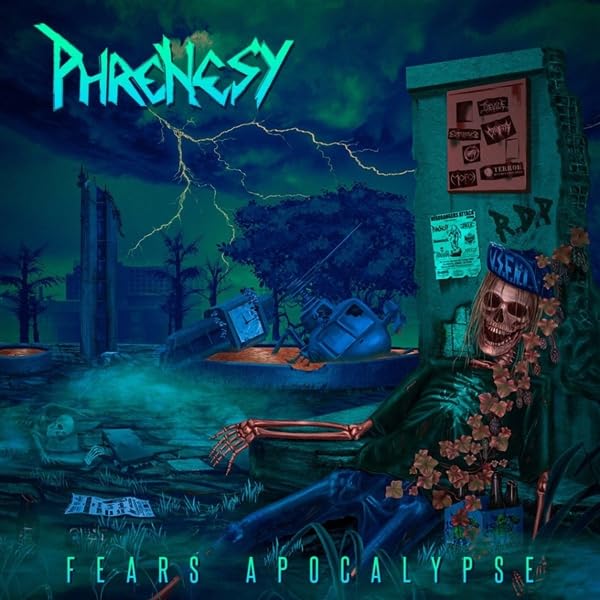 CD cover for “Fears Apocalypse” by Phrenesy, depicting a post-apocalyptic scene.