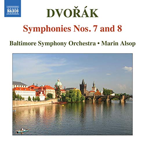 CD cover for Dvořák symphonies with a Prague cityscape.