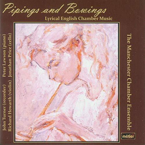 CD cover for "Pipings and Bowings" featuring abstract painting of a figure.