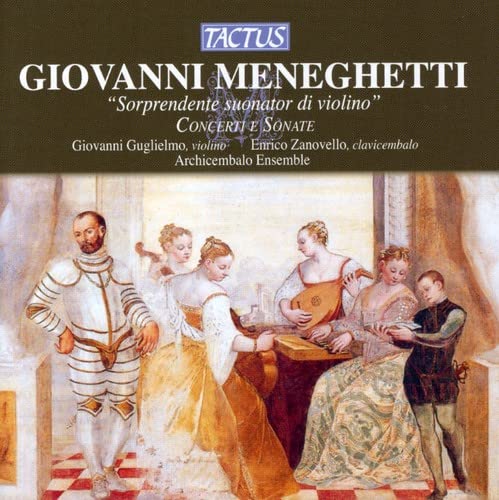 CD cover for "Concerti e Sonate" by Giovanni Meneghetti, featuring Renaissance art.