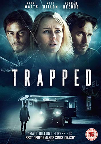 Trapped" DVD cover featuring Naomi Watts, Dillon, and Reedus, with a motel scene.