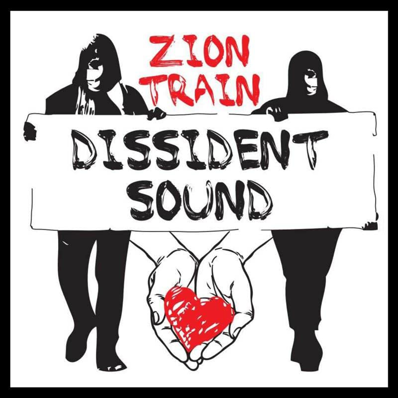 Black and red illustration of figures holding a banner and a heart.