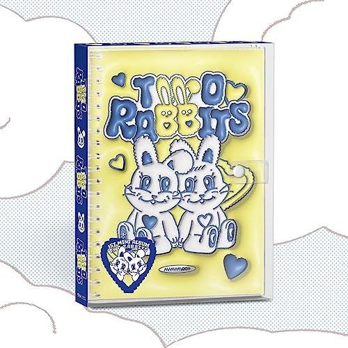 Mamamoo+ “Two Rabbits” album cover with cartoon rabbits and blue spine.