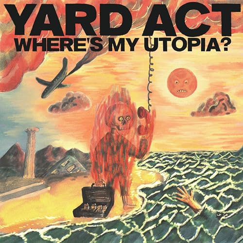Album cover for Yard Act’s “Where’s My Utopia?” with surreal beach imagery.