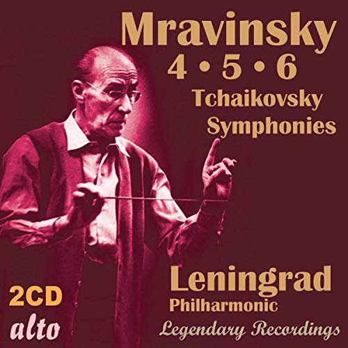 CD cover featuring conductor Yevgeni Mravinsky and text: Tchaikovsky Symphonies 4, 5, 6.