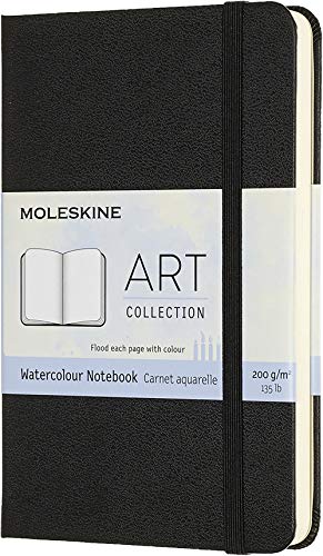 Moleskine 9 X 14 Cm Pocket Size Watercolour Notebook Watercolour Notebook, Paper Suitable For Watercolour Pencils And Paints Hard Cover And Elastic Closure, Colour Black, 60 Pages