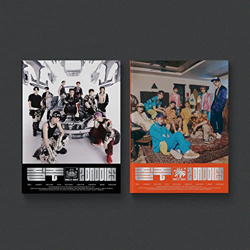 NCT 127 album cover featuring nine men in two contrasting scenes.