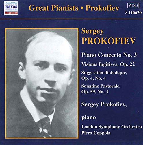 CD cover featuring a portrait of composer Sergey Prokofiev at the piano.