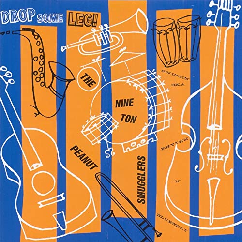 Blue and orange album cover with illustrated musical instruments and text.