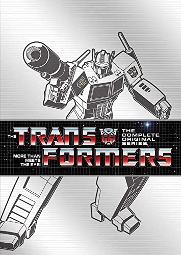DVD cover featuring Optimus Prime in a black and white line art style.