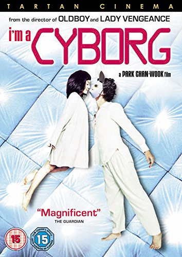 DVD cover for "I'm a Cyborg" featuring two figures lying on blue.