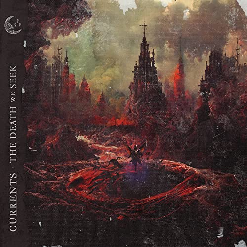 Dark fantasy album cover with a ruined city and a central figure.