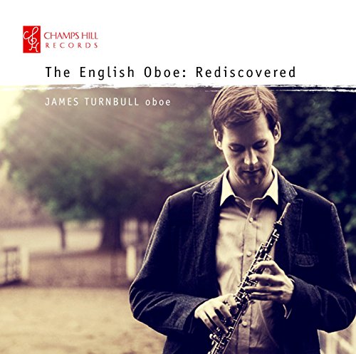 James Turnbull holding an oboe, album cover for "The English Oboe: Rediscovered".