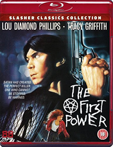 Blu-ray cover for horror film "The First Power" featuring a man with a gun.