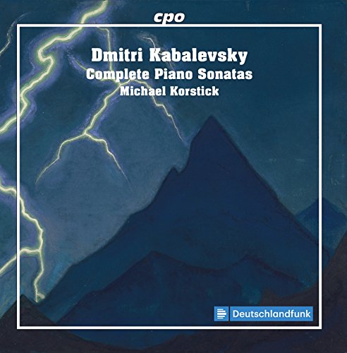 CD cover: mountains and lightning with text “Dmitri Kabalevsky: Complete Piano Sonatas”.