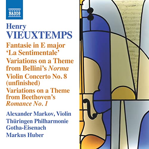 CD cover featuring stained glass design and text listing composers, performers.