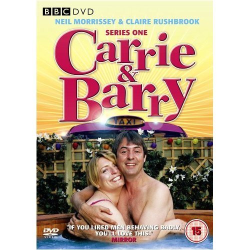 DVD cover for "Carrie and Barry: Series 1" featuring a couple in a hot tub.