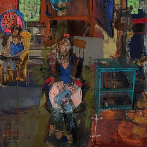 Album cover: abstract painting of figures in a room, warm tones.