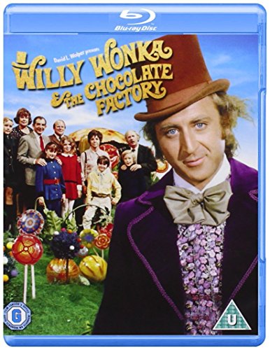 Willy Wonka and the Chocolate Factory" Blu-ray cover featuring Gene Wilder.