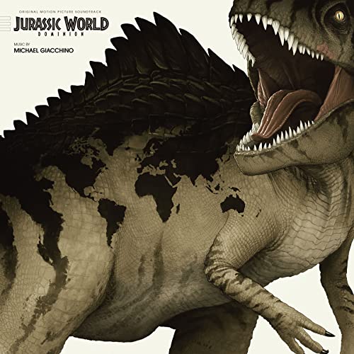 Jurassic World Dominion CD cover featuring a roaring dinosaur.