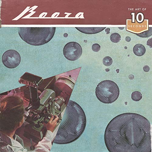 Vinyl record cover with a vintage camera and circular patterns.