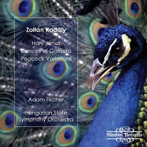 CD cover featuring a peacock’s head and text naming Kodály’s compositions.